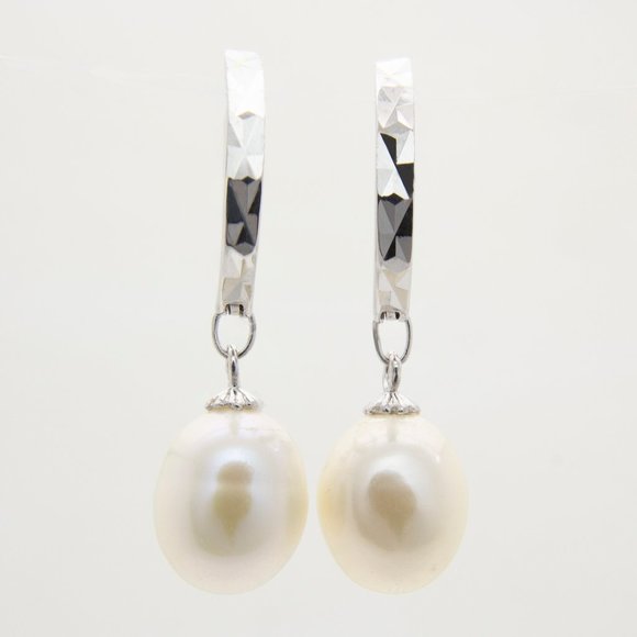 Jewelry - Modern Freshwater Pearl Earrings Sterling Silver